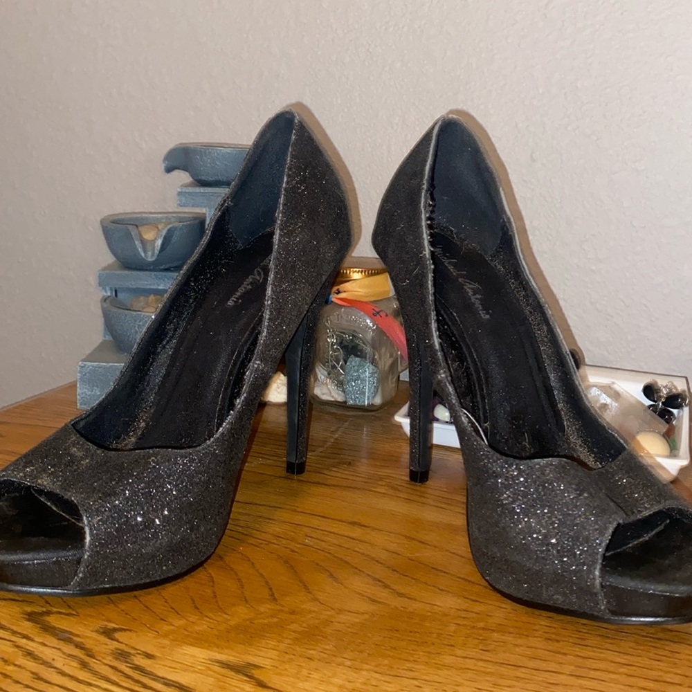 Black sparkly heels